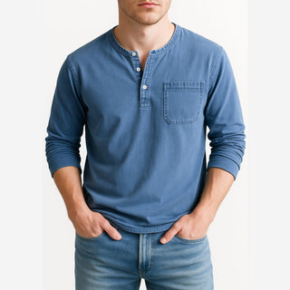 Henley T-Shirt - Premium Langarm T-Shirt für Herren