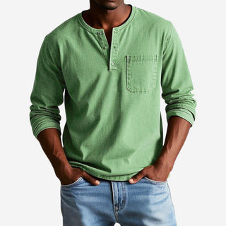 Henley T-Shirt - Premium Langarm T-Shirt für Herren