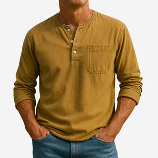 Henley T-Shirt - Premium Langarm T-Shirt für Herren