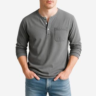 Henley T-Shirt - Premium Langarm T-Shirt für Herren