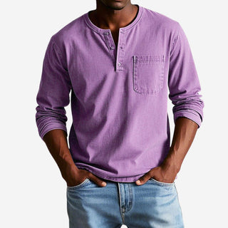 Henley T-Shirt - Premium Langarm T-Shirt für Herren