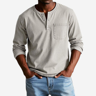 Henley T-Shirt - Premium Langarm T-Shirt für Herren