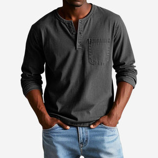 Henley T-Shirt - Premium Langarm T-Shirt für Herren