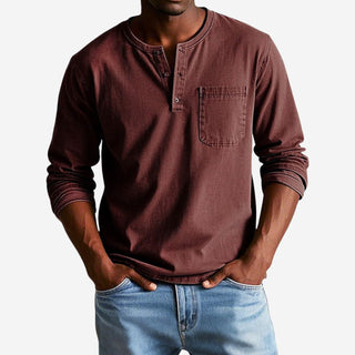 Henley T-Shirt - Premium Langarm T-Shirt für Herren