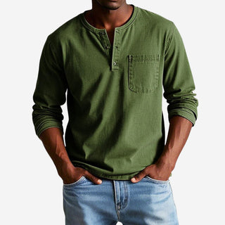 Henley T-Shirt - Premium Langarm T-Shirt für Herren