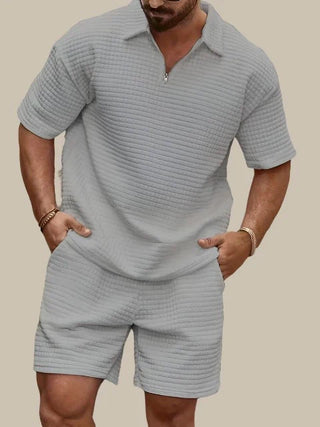 Zweiteiler für Herren - Twin Set Mit Poloshirt und Sweat-Shorts für Sommer