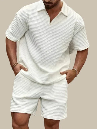 Zweiteiler für Herren - Twin Set Mit Poloshirt und Sweat-Shorts für Sommer