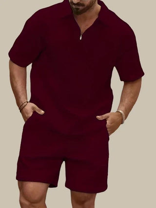 Zweiteiler für Herren - Twin Set Mit Poloshirt und Sweat-Shorts für Sommer