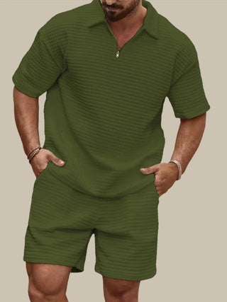 Zweiteiler für Herren - Twin Set Mit Poloshirt und Sweat-Shorts für Sommer