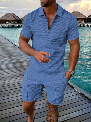 Zweiteiler für Herren - Leichte Set mit Poloshirt und Shorts für Sommer