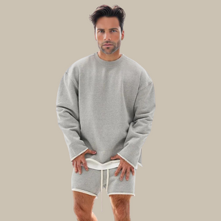 Ganti Loungewear | Plain Casual Zweiteiliges Set mit übergroßem Sweatshirt und Shorts für Männer