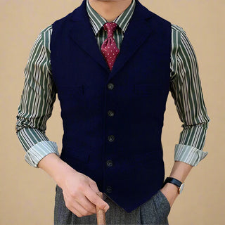 Trachtenweste für Herren - Retro ärmelloses Tweed-Gilet