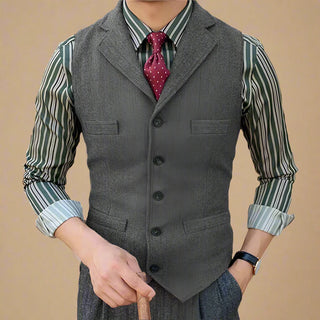 Trachtenweste für Herren - Retro ärmelloses Tweed-Gilet