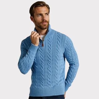 ganti Strickpullover mit Troyer-Kragen blau