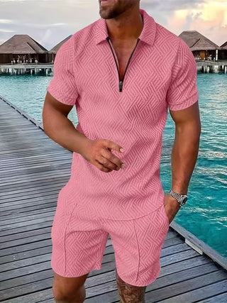 Zweiteiler für Herren - Leichte Set mit Poloshirt und Shorts für Sommer