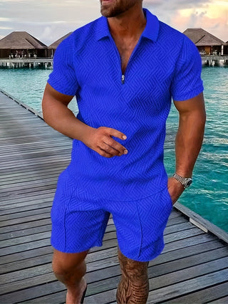 Zweiteiler für Herren - Leichte Set mit Poloshirt und Shorts für Sommer