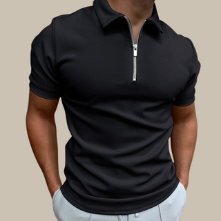 Poloshirt für Herren - Modisches Herren-Poloshirt mit Reißverschluss und kurzen Ärmeln