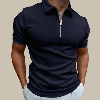 Poloshirt für Herren - Modisches Herren-Poloshirt mit Reißverschluss und kurzen Ärmeln
