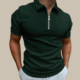 Poloshirt für Herren - Modisches Herren-Poloshirt mit Reißverschluss und kurzen Ärmeln