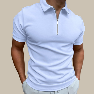Poloshirt für Herren - Modisches Herren-Poloshirt mit Reißverschluss und kurzen Ärmeln