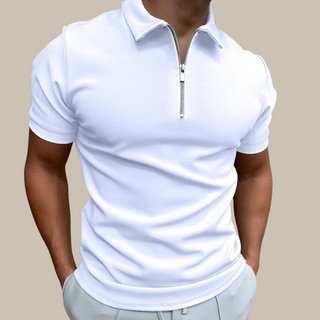 Poloshirt für Herren - Modisches Herren-Poloshirt mit Reißverschluss und kurzen Ärmeln