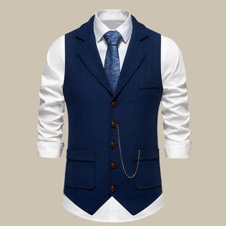 Ganti Oxford Trachtenwesten | Klassisches Vintage ärmelloses gestreiftes Tweed-Gilet mit Taschen für Herren