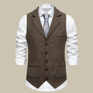 Ganti Oxford Trachtenwesten | Klassisches Vintage ärmelloses gestreiftes Tweed-Gilet mit Taschen für Herren