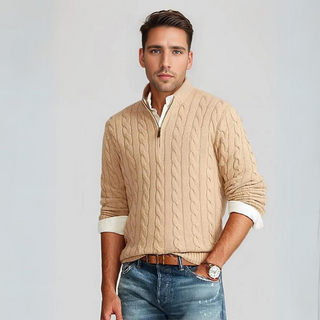 Troyer für Herren - Stilvoller Strickpullover im Zopfmuster
