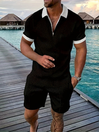 Zweiteiler für Herren - Leichte Set mit Poloshirt und Shorts für Sommer