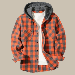 Hemdjacke für Herren - Stilvolle Multi-Pocket Herren leichte Jacke mit Kapuze
