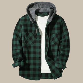 Hemdjacke für Herren - Stilvolle Multi-Pocket Herren leichte Jacke mit Kapuze