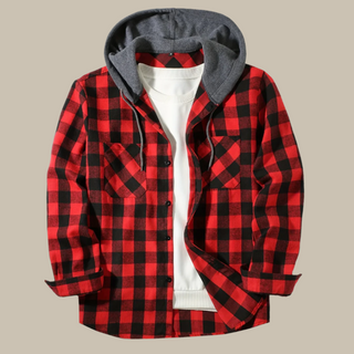 Hemdjacke für Herren - Stilvolle Multi-Pocket Herren leichte Jacke mit Kapuze