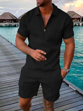Zweiteiler für Herren - Leichte Set mit Poloshirt und Shorts für Sommer