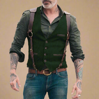 Trachtenweste für Herren - Retro ärmelloses Tweed-Gilet
