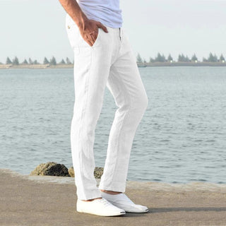 Sommerhose für Herren - Luftige Stretch Hose in Leinenoptik