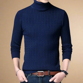 Rollkragenpullover - Casual Strick Pullover mit Zopfmuster für Herren