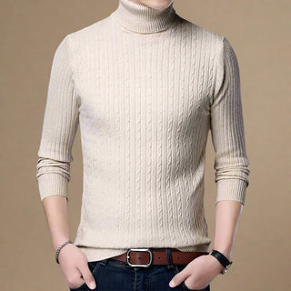 Rollkragenpullover - Casual Strick Pullover mit Zopfmuster für Herren