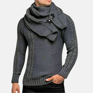 Rollkragenpullover - Stilvolle Strickpullover mit Mega Kragen und Zopfmuster für Herren