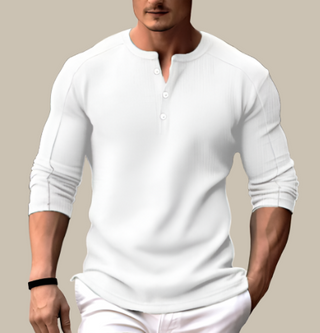 Henley-T-Shirt für Männer - T-Shirt mit langen Ärmeln im Muskelfit