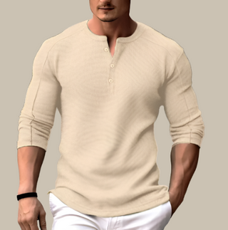Henley-T-Shirt für Männer - T-Shirt mit langen Ärmeln im Muskelfit