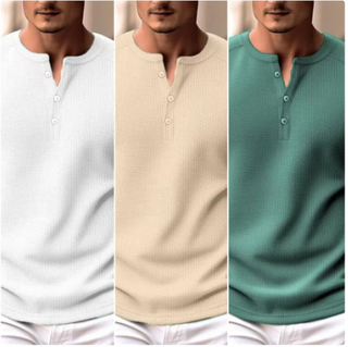 Henley-T-Shirt für Männer - T-Shirt mit langen Ärmeln im Muskelfit