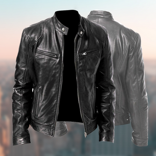 Ganti Biker Jacke | Stilvolle PU-Lederjacke für Herren mit Reißverschluss
