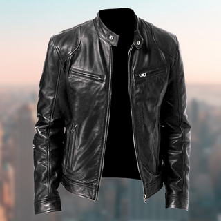 Ganti Biker Jacke | Stilvolle PU-Lederjacke für Herren mit Reißverschluss