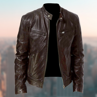 Ganti Biker Jacke | Stilvolle PU-Lederjacke für Herren mit Reißverschluss
