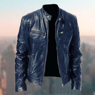 Ganti Biker Jacke | Stilvolle PU-Lederjacke für Herren mit Reißverschluss