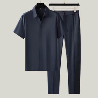Zweiteiler für Herren - Luxuriöses Sommer Set mit Poloshirt und Stoffhose