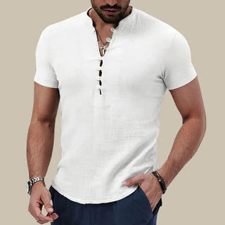 T-Shirts für Herren - Leinen-Optik Oberteil für den Sommer