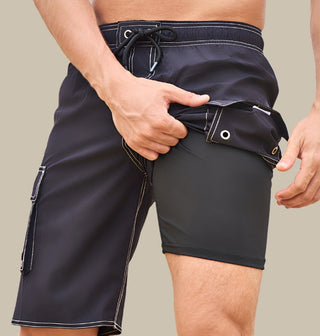 Aqua Di Man Badehose | Schnelltrocknende Mid-Shorts mit Stretch und Innenhosen für Herren