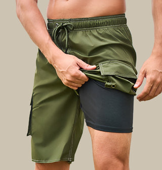 Aqua Di Man Badehose | Schnelltrocknende Mid-Shorts mit Stretch und Innenhosen für Herren
