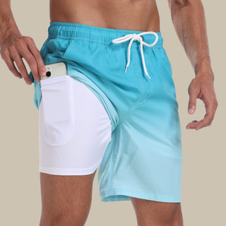 Aqua Di Man Badehose | Schnelltrocknende Mid-Shorts mit Stretch und Innenshorts mit Handytasche für Herren